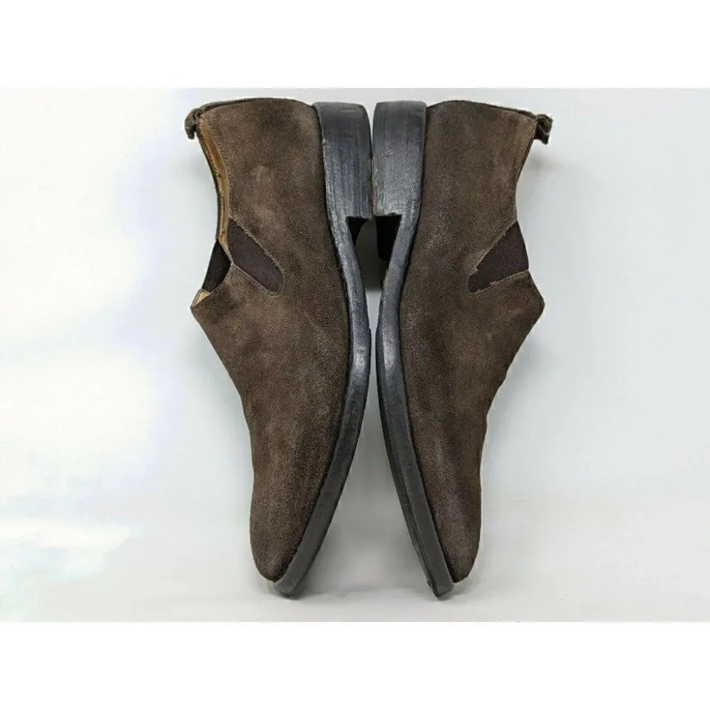 SARTORI GOLD BROWN SUEDE PLAIN TOE ANKLE BOOT HANDMADE IN ITALY MENS SIZE 9.5
